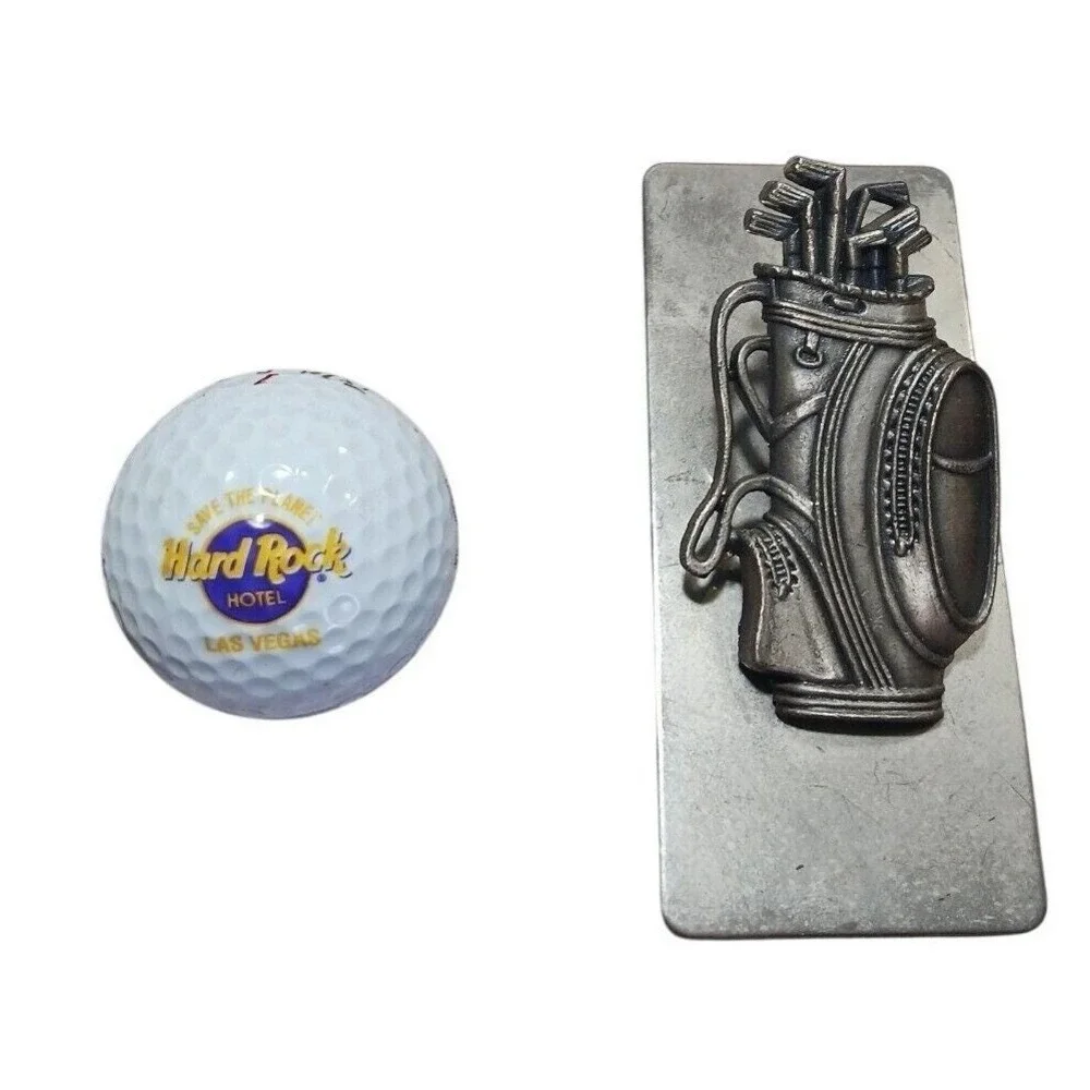 Hard Rock Hotel Las Vegas Golf Ball+ Golf Bag Paper Clip Set Casino Souvenir Lot